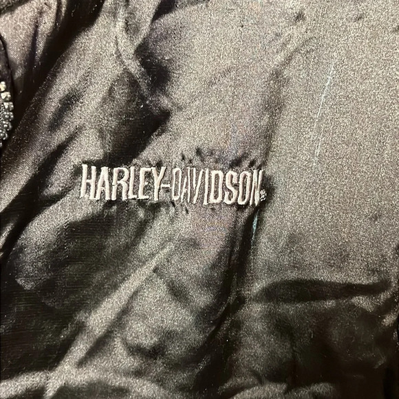 Harley-Davidson Reversible Ride It Live It Bomber Jacket Pocket Zip Black PTP 20 - Picture 9 of 13